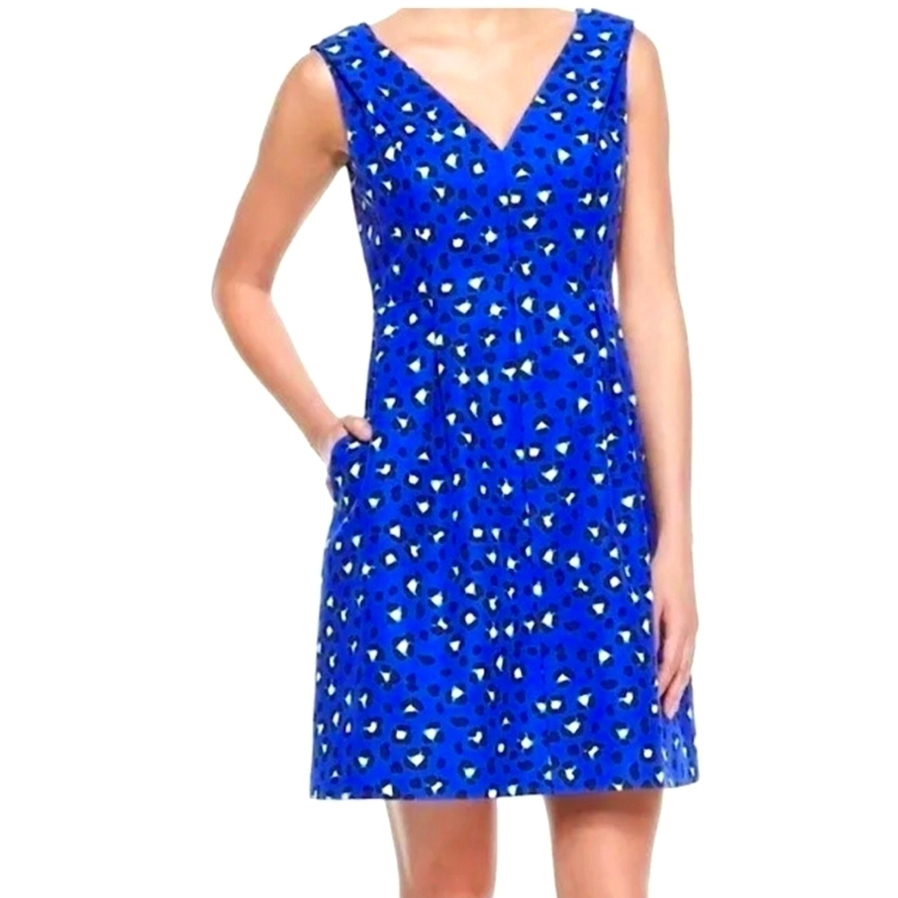 Kate Spade Dawson Cheetah Blue Patterned Sleeveless Dress